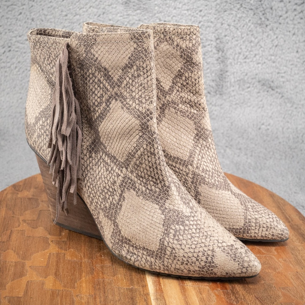 ISOLA‎ Antonella Leather Snakeskin Tassel Wedge Heel Bootie Western Cowgirl 11 M